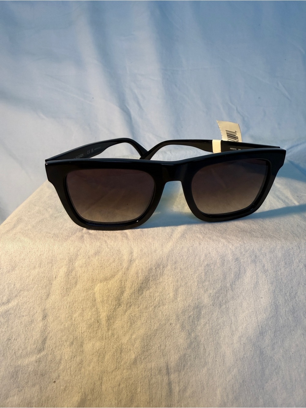 Alexander McQueen Black Square Sunglasses with Gradient Lenses